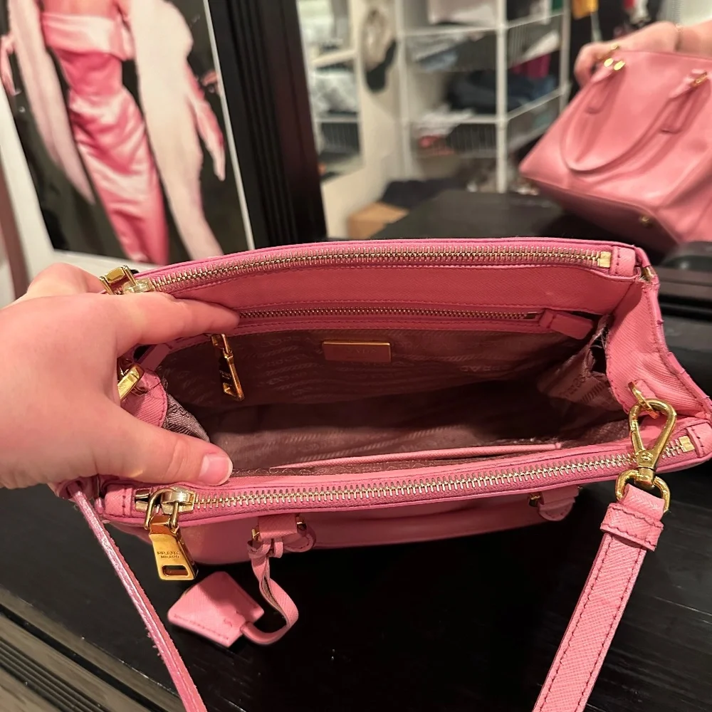 PRADA Saffiano Lux Mini Galleria Double Zip Tote Begonia - Picture 7 of 16